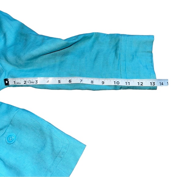 Vintage 90s 100% Linen Rafaela Womens Size Small Blue Blazer Jacket - Picture 4 of 5